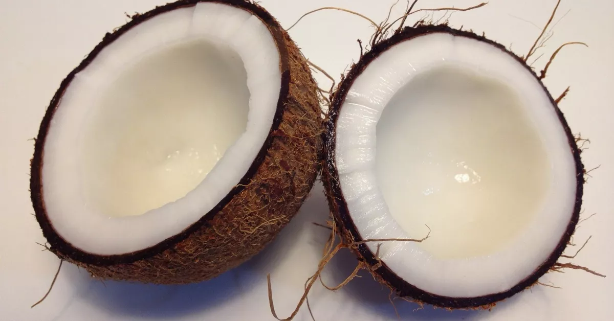 Coconut split in half